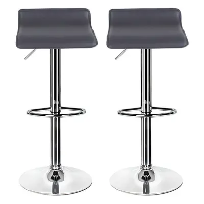 (Grey) Pair of Black Bar Stools,Breakfast Bar Stool with Chrome Footrest and Base Swivel Gas Lif