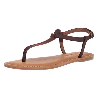 Amazon Essentials Women's Casual Thong Sandal with Ankle Strap Brown