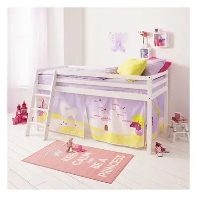 Moro Cabin Bed with Ladder and Tent in Princess Fairytale Design in White