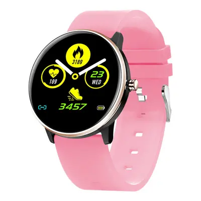 (Pink-Silicone) 2.5D Full Touch Blood Pressure O2 IP68 Deep Waterproof Sports Mode Weather Smart