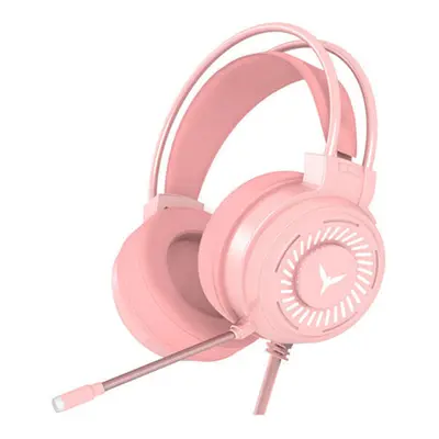 (Pink) Gaming Headsets Gamer Headphones Surround Sound Stereo Wired Earphones USB Microphone Col