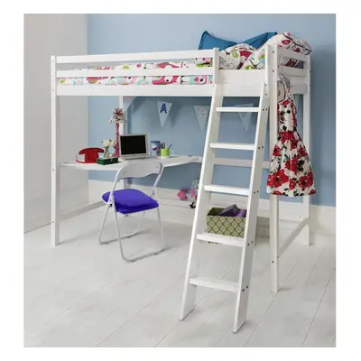 Thomas High Sleeper Cabin Bed with Thom Desk in Classic White