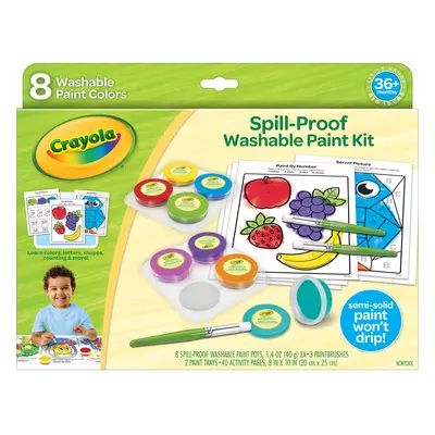 Crayola Spill Proof Paint Set (8ct) Washable Toddler Paint Kit with Activity Pages Kids Paint Br