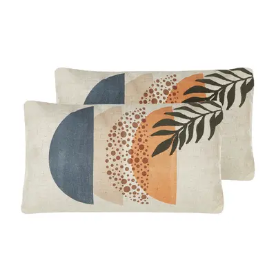 Set of Cushions BROWALLIA x cm Abstract Pattern Multicolour