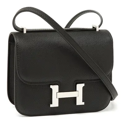 (Black) H-buckle Kangkang bag European and American fashion 24cm palm print high-end small squar