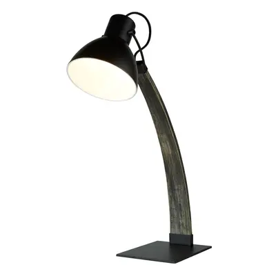 Ash Wood Table Lamp In Matt Black