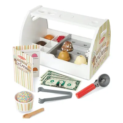 Melissa & Doug Wooden Scoop & Serve Ice Cream Counter Set - Pcs