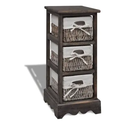 vidaXL Wooden Storage Rack Weaving Baskets Brown Drawer Cabint Shelving Unit