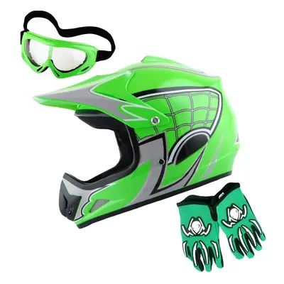 WOW Youth Motocross Helmet BMX MX ATV Dirt Bike Helmet Spider Web gree