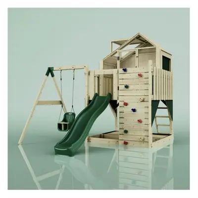 (Swing Eerika Green) Rebo PolarPlay Kids Climbing Tower & Playhouse