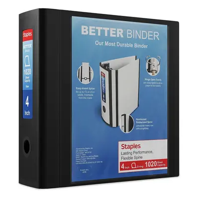 Staples 4-Inch 3-Ring Better Binder Black (44103)