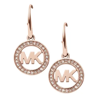 Michael Kors Stainless Steel and Pav? Crystal MK Logo Dangle Earrings