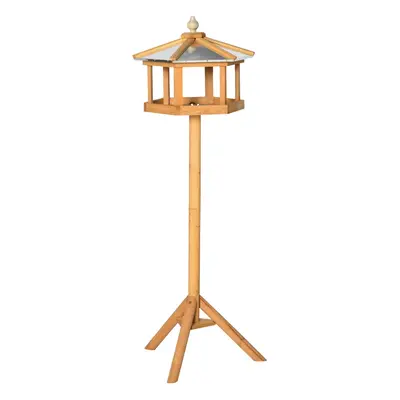 PawHut Wooden Bird Table Free Standing Feeder Garden and Backyard Station