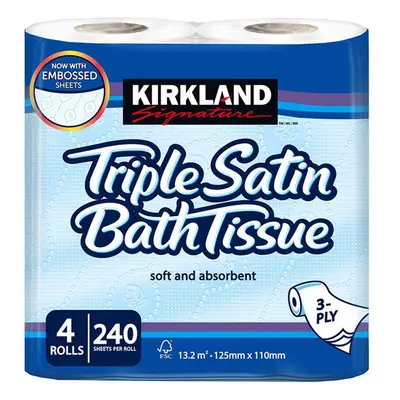 Kirkland Signature Soft and Absorbent Triple Satin Premium Bath Toilet Tissue Paper, x Rolls