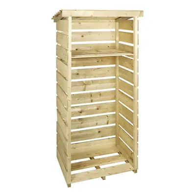 Charles Bentley FSC Wooden Single Tall Log Store Firewood Garden Storage Unit