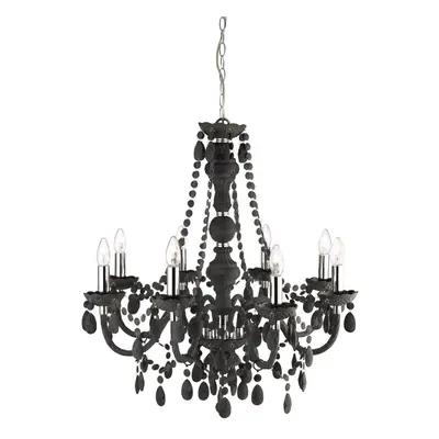 8 Light Traditional Style Acrylic Chandelier In Charcoal Grey