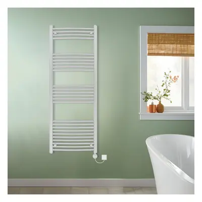 (Chrome, 1600x600mm) NRG Prefilled Thermostatic Electric Curved Heated Towel Rail Radiator