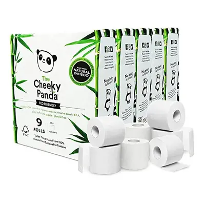 The Cheeky Panda Bamboo Toilet Rolls Bulk Buy ? Rolls (5 Packs of 9) | Ply Toilet Paper | Plasti