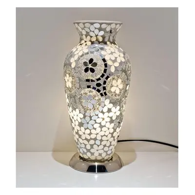 Febland Art Decor Flower Vase Lamp, Silver/White - LM73CRF