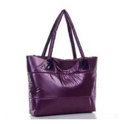 (Purple) Fashion Handbag Single Shoulder Tote Women Space Pad Cotton Feather Down Bag Bucket Han