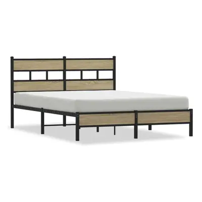 (sonoma oak, x cm/ with headboard & low footboard) vidaXL Metal Bed Frame without Mattress Bed B