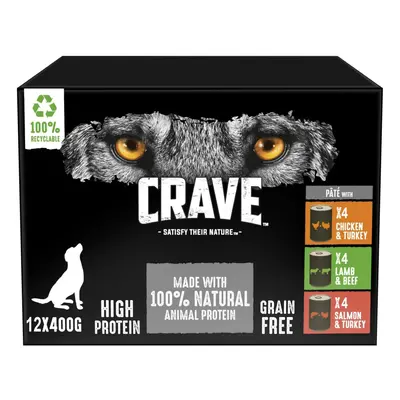 12 x 400g Crave Adult Complete Wet Dog Food Can Mixed in Pate