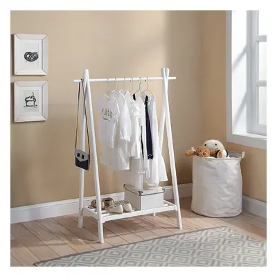 Charles Bentley Large Solid Wood Hanging Clothes Rail/Clothing Stand/Shoe Rack 150x50x89cm White