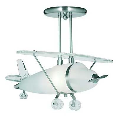 Searchlight Novelty Satin Silver Glass Airplane Chandelier Ceiling Pendant Light