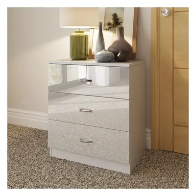 (Gloss White) Drawer Bedside Table Nightstand High Gloss