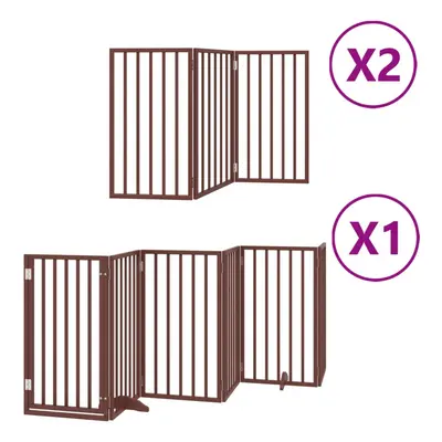 (brown, x x cm/ pcs) vidaXL Dog Gate with Door Foldable Dog Fence Dog Door Pet Gate Poplar Wood