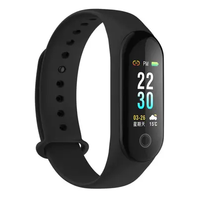 (Black) Color Display Anti-lost Design Smart Watch Real Time Blood Pressure Monitor Wristband