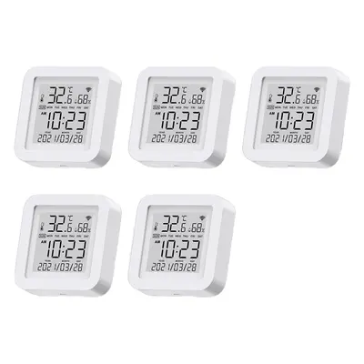 (5 Pcs) WIFI Wireless Temperature And Humidity Sensor Indoor Smart Digital Display Electronic Th