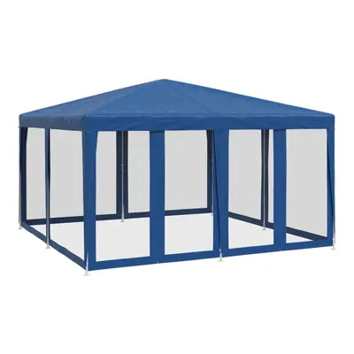 vidaXL Party Tent with Mesh Sidewalls Party Gazebo Canopy Marquee Blue HDPE