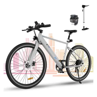 (White) HITWAY Electric Bike, Commute E-bike Electric Bicycle with 36V 12Ah Removable Battery, A