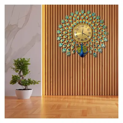 Peacock Wall Clock Retro Peacock Wall Watch Non Ticking for Home Office - 70cm