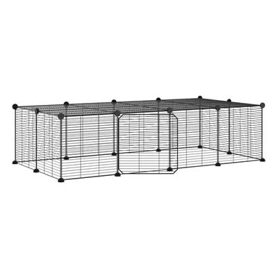 (20-panel with door, 1.5 cm) vidaXL Pet Cage with Door Black Steel Rabbit Hutch 1.5 cm/4.3 cm Mu