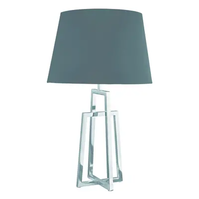 Crossed Frame Table Lamp In Chrome & Black Tapered Shade