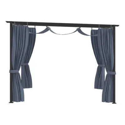 vidaXL Gazebo with Curtains 3m Anthracite Steel Outdoor Patio Garden Canopy