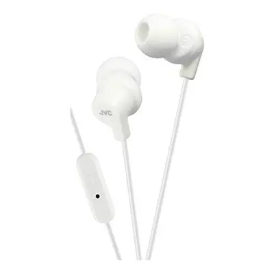 JVC In Ear Headphones Sweat Proof Earphones with Built-In Remote and Mic for Call Handling, Whit