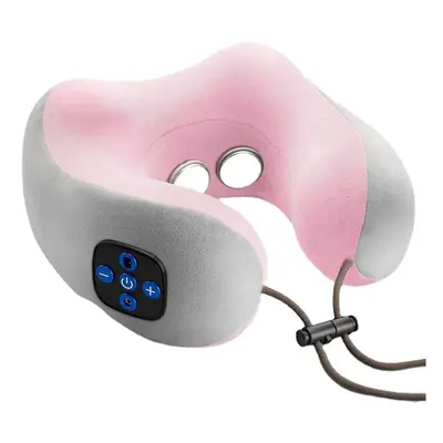 (Pink, Kneading type) U Shade Pillow Electric Massage Neck Support Vibrating Kneading Charging N