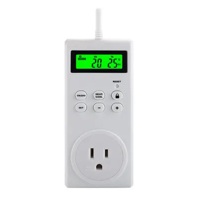 (US Plug) Wireless Temperature Controller Temperature Adjustable Backlit LED Display Switch Time