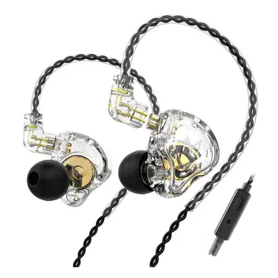 (White, With Mic) Earphone 10mm Dual Magnetic Driver Hi-Fi Sport DJ Monitor Headphone in Ear Mon