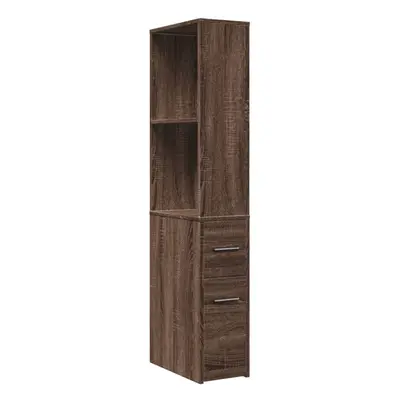 (brown oak) vidaXL Narrow Bathroom Cupboard with Wheels Storage Cabinet Engineered Wood