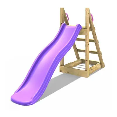 (Purple) Rebo Free Standing Garden Wave Water Slide with Wooden Platform - 6ft Slide