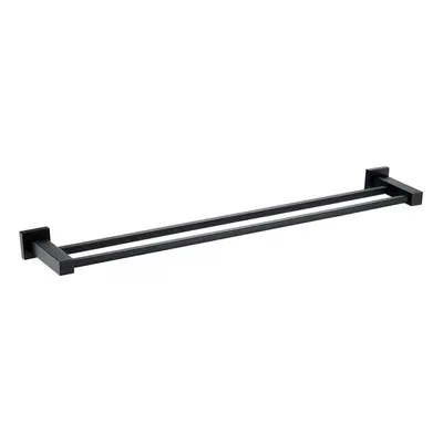 Matte Black Square Double Towel Bar Rail Holder