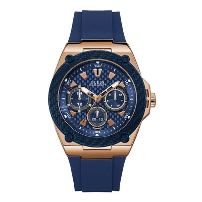 GUESS Comfortable Iconic Blue Stain Resistant Watch with Rose Gold-Ton