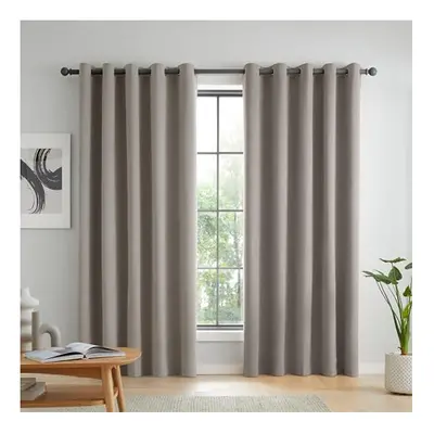 Catherine Lansfield Wilson Blackout Thermal 117x183cm Curtains Two Panels Grey