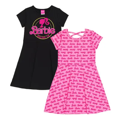 Barbie Little Girls Pack Skater Dresses Logo Pink/Black