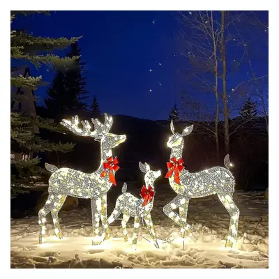 3pcs Light Up Christmas Reindeer Xmas Twinkling Deer Outdoor Garden Deocrations