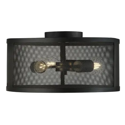 Searchlight Fishnet Light Drum Flush Matt Black